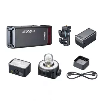 Godox AD200Pro II Kišeninė Blykstė su Plikuoju Vamzdžiu ir Fresnelio Galvute, 200Ws, TTL/HSS, 2.4GHz X Sistema