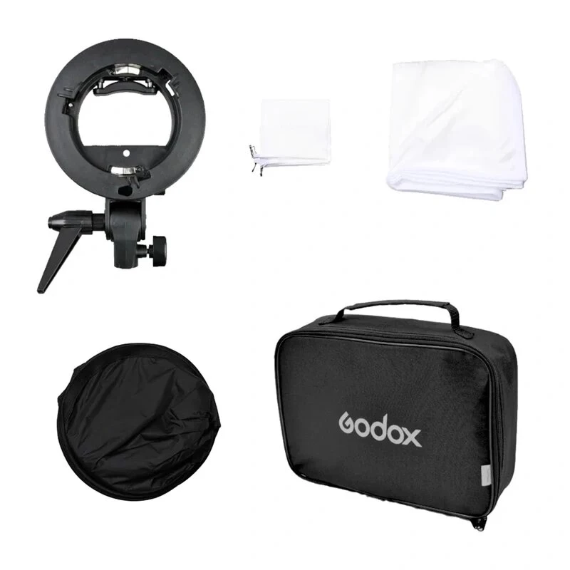 Godox SFUV6060 S-Type Speedlite Bracket su 60x60cm Softbox ir Nešiojimo Dėklu