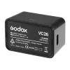 Godox VC26 USB-C įkroviklis V1 ir V860III blykstės baterijoms – 5V/2A įvestis, 8.4V/1A išvestis, LED indikatorius, su USB-A į USB-C laidu