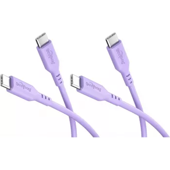 Goobay rinkinys 2x USB-C silikoniniai kabeliai, 1,5 m, violetinė (81249)