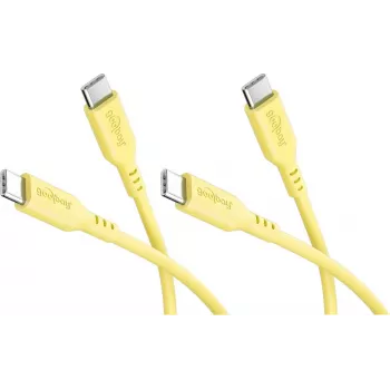Goobay rinkinys 2x USB-C silikoniniai kabeliai, 1,5 m, geltoni (81243)
