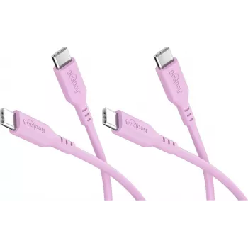 Goobay 2 vnt. USB-C į USB-C silikoniniai kabeliai, 1,5 m, rožinės spalvos (81251)