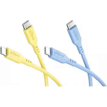 Goobay Sun & Sky rinkinys 2x USB-C silikoniniai kabeliai 1,5 m geltonas mėlynas 81274
