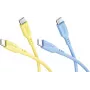 Goobay Sun & Sky rinkinys 2x USB-C silikoniniai kabeliai 1,5 m geltonas mėlynas 81274