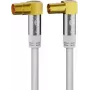 Goobay TV antenos kabelis (135 dB tip.), 4x ekranuotas, 1 m, baltas - auksuoti, 90° koaksialinė lizdas > 90° koaksialinis kištukas (70411)