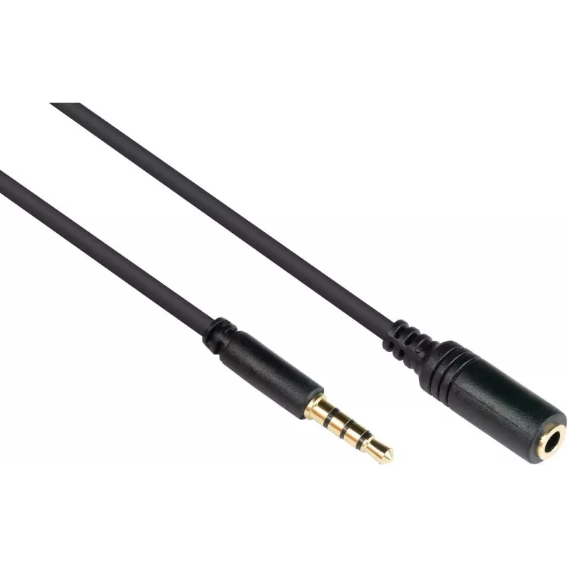 Good Connections 3.5mm 4-polių TRRS garso prailginimo kabelis, vyriškas į moterišką, 1,5m, juodas AS-35V4B15
