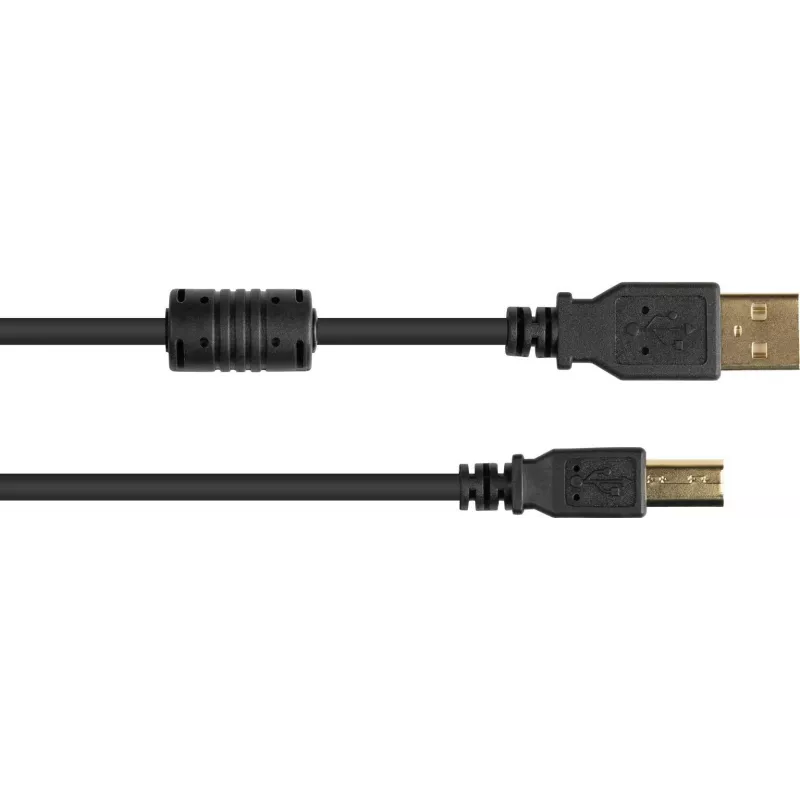 Good Connections USB 2.0 laidas A į B su ferito šerdimi, auksuoti kontaktai, juodas, 1 m