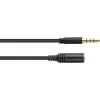 GoodConnections 3.5mm 4-pole TRRS garso prailginimo kabelis, vyriškas į moterišką, 3m, juodas AS-35V4B3