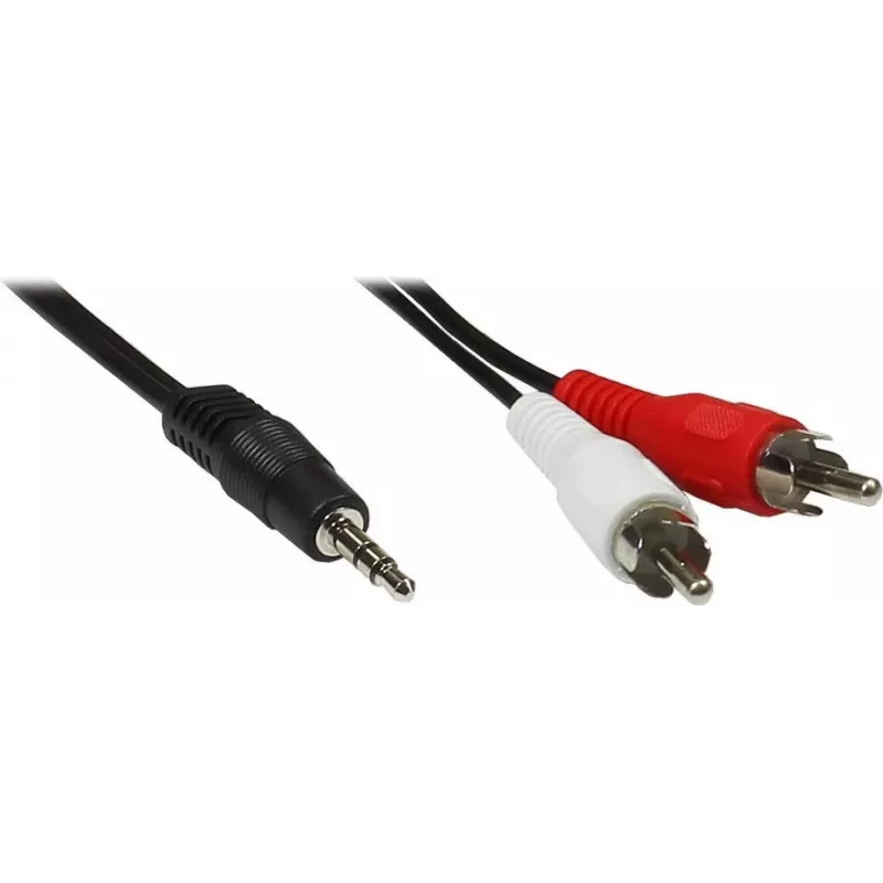 GoodConnections 3.5mm stereo jack – 2x RCA male audio kabelis, 2,5 m, juodas, AS-352C