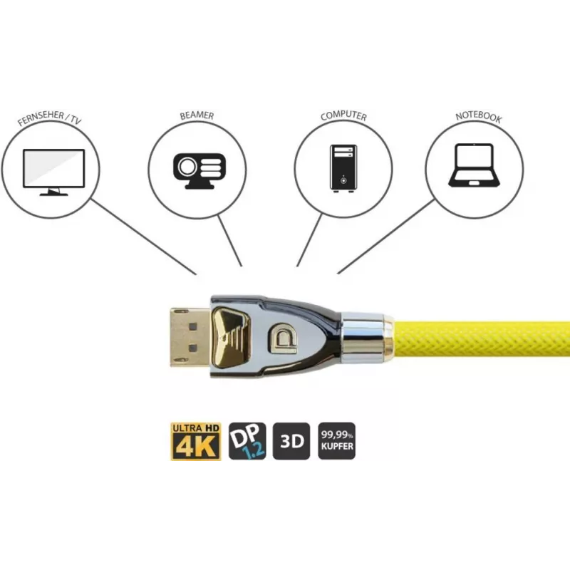 GoodConnections Alcasa Python DisplayPort 1.4 kabelis 8K 60Hz 2m, vyriškas-vyriškas, auksuoti kontaktai GC-M0074