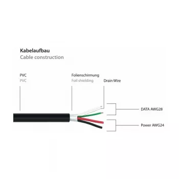 GoodConnections Alcasa USB 2.0 ilginamasis kabelis, USB-A kištukas į USB-A lizdą, 0,3 m, juodas