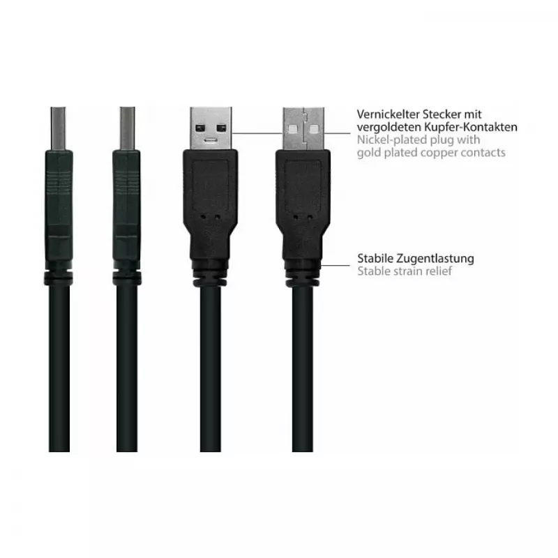 GoodConnections Alcasa USB 2.0 ilginamasis kabelis, USB-A kištukas į USB-A lizdą, 0,3 m, juodas