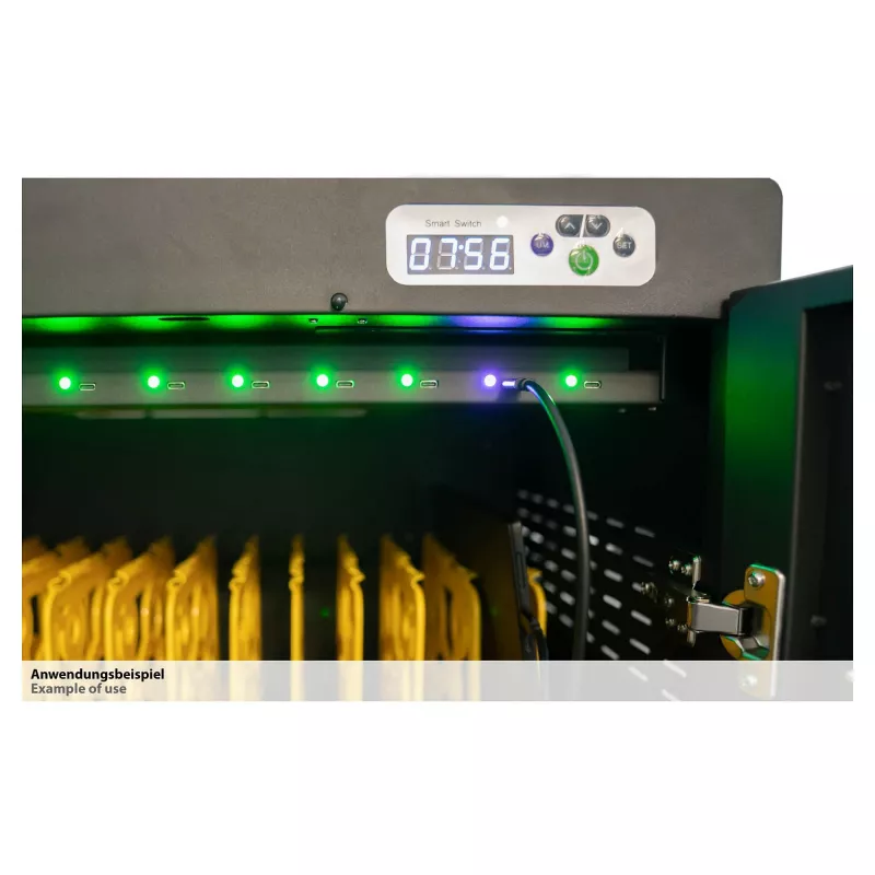 GoodConnections ANTARES PRO N24C įkrovimo spinta nešiojamiesiems kompiuteriams iki 15,6 colio, USB-C 65W PD 3.0, UVC dezinfekcija, juoda