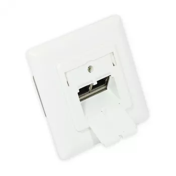 GoodConnections Cat.6A tinklo sieninis lizdas 2xRJ45 ekranuotas įleidžiamas vertikalus kabelio įvadas signalinė balta RAL9003