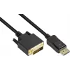 GoodConnections DisplayPort į DVI-D 24+1 jungiamasis kabelis - 24K auksu dengti kontaktai - OFC - Juodas - 5m