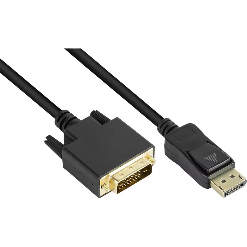 GoodConnections DisplayPort į DVI-D 24+1 jungiamasis kabelis - 24K auksu dengti kontaktai - OFC - Juodas - 5m
