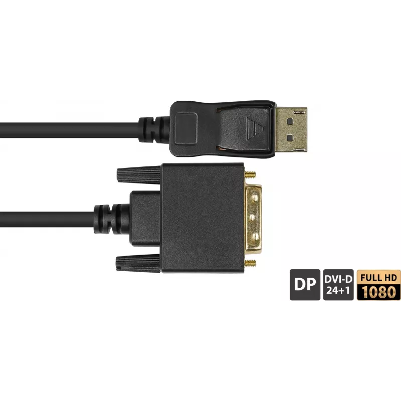 GoodConnections DisplayPort į DVI-D 24+1 jungiamasis kabelis - 24K auksu dengti kontaktai - OFC - Juodas - 5m