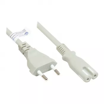 GoodConnections Euro Power Cable Europlug Type C (Straight) to C7/Euro 8 Socket (Straight), Grey, 0,75 mm², 5 m, Good Connections® (P0370-GR050)