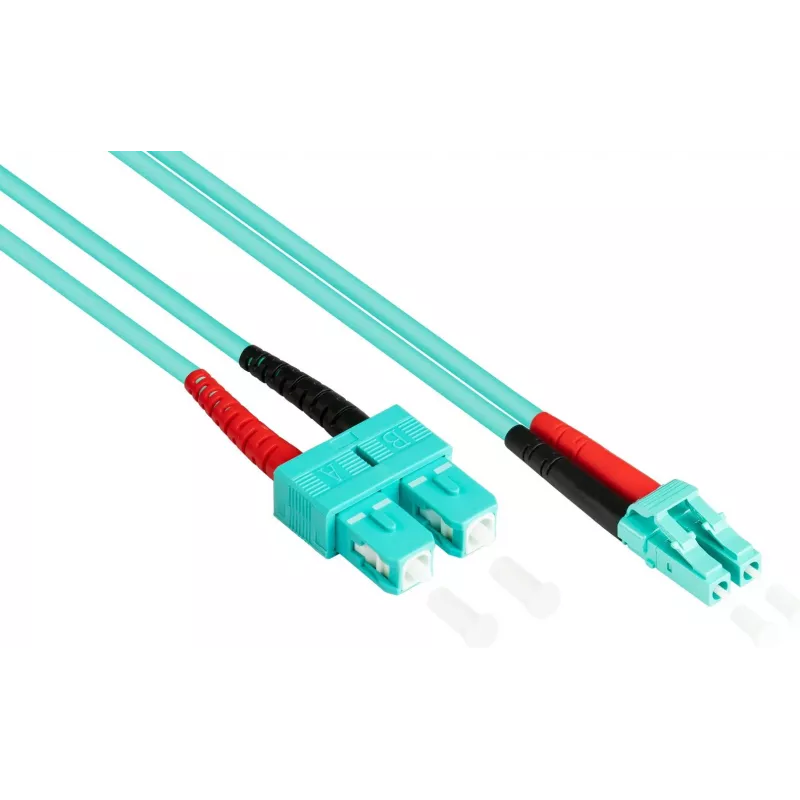 GoodConnections OM3 dvigubas daugiamodis šviesolaidinis pataisos kabelis SC į LC, 50/125 µm, 1 m, LSZH akvamarino spalvos LW-801LS3