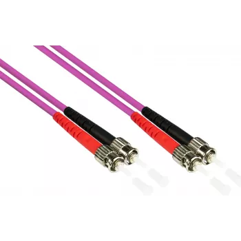 GoodConnections OM4 ST to ST daugiamodis dvigubas optinis komutacinis kabelis, 7,5m, LSZH, violetinės spalvos LW-8075ST4