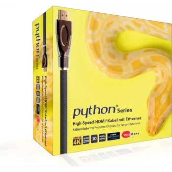 GoodConnections PYTHON Series didelės spartos HDMI kabelis su Ethernet, 4K UHD 60Hz, 18Gbps, auksuoti kontaktai, nailono pynimas, 3m, juodas (GC-M0018)