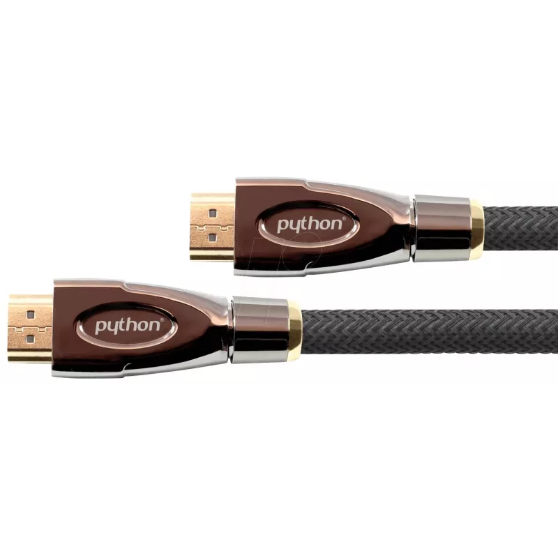 GoodConnections PYTHON Series didelės spartos HDMI kabelis su Ethernet, 4K UHD 60Hz, 18Gbps, auksuoti kontaktai, nailono pynimas, 3m, juodas (GC-M0018)