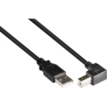 GoodConnections USB 2.0 kabelis A į B, kampuotas žemyn, 2 m, juodas