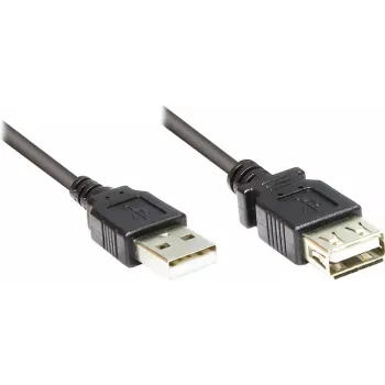GoodConnections USB 2.0 ilginimo laidas, tipo A kištukas į lizdą, juodas, 0,3 m