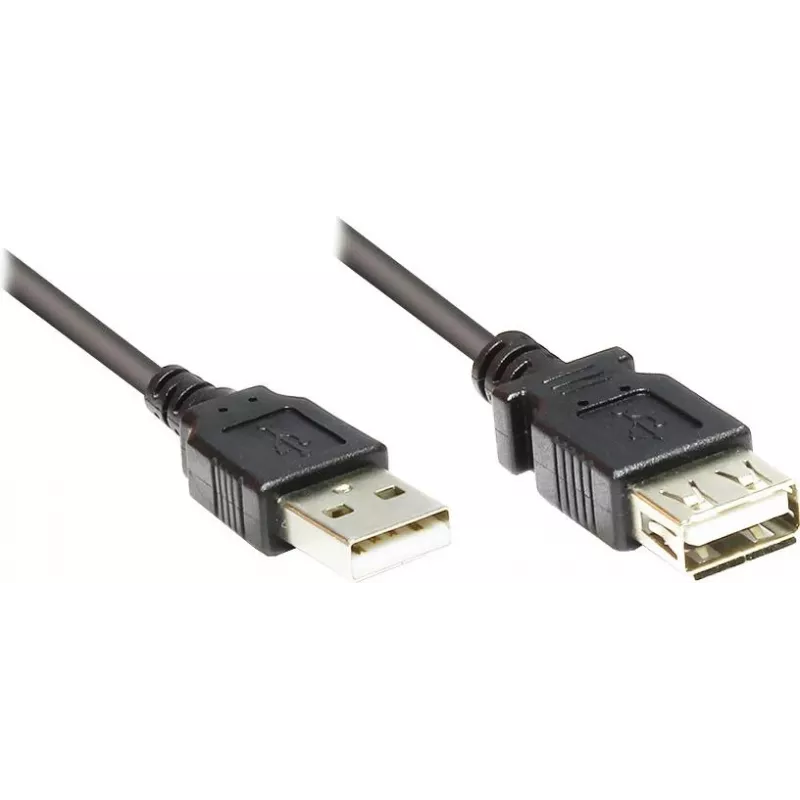 GoodConnections USB 2.0 ilginimo laidas, tipo A kištukas į lizdą, juodas, 0,3 m