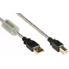 Good Connections USB 2.0 aukštos kokybės kabelis su ferito šerdimi ir auksiniais kontaktais, permatomas, 5m