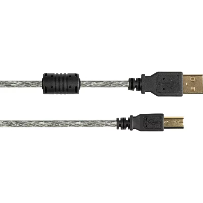 Good Connections USB 2.0 aukštos kokybės kabelis su ferito šerdimi ir auksiniais kontaktais, permatomas, 5m