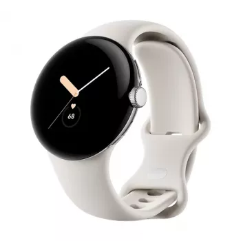 Google Pixel Watch LTE 41mm poliruoto sidabro korpusas su sportiniu dirželiu - Chalk