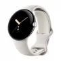 Google Pixel Watch LTE 41mm poliruoto sidabro korpusas su sportiniu dirželiu - Chalk