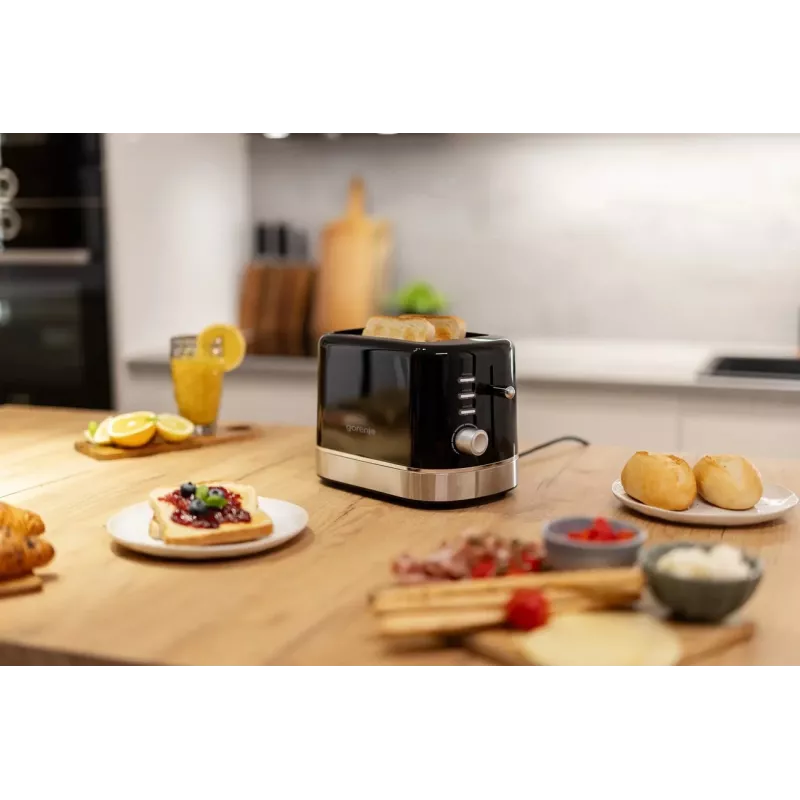 Gorenje T800DB Skrudintuvas 2 riekėms, 800 W, 7 rudos spalvos lygiai, juodas