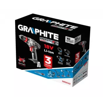 GRAPHITE 58G022 Energy+ 18V belaidis gręžtuvas-suktuvas 1250 RPM
