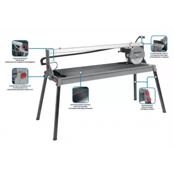 Graphite 59G892 elektrinis plytelių pjaustytuvas 1500W, 250mm diskas, 1200mm pjovimo ilgis, stalas 1230x460mm