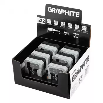 GRAPHITE Vitrinos dėžė 6 x 56T557 32 dalių antgalių rinkinys su magnetiniu laikikliu