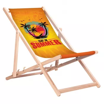 GRB GreenBlue GB183 Classic Beech Deck Chair su „Enjoy The Summer“ raštu