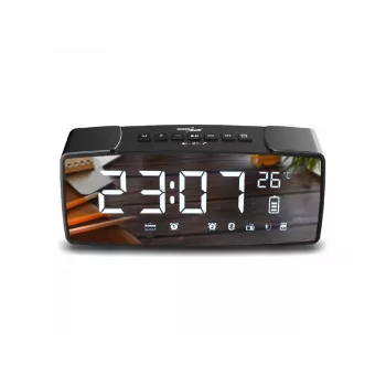GRB Greenblue GB200 Bluetooth radijo laikrodis su FM, temperatūros, drėgmės, žadintuvu, snaudimo funkcija, LED ekranu, juodas/pilkas
