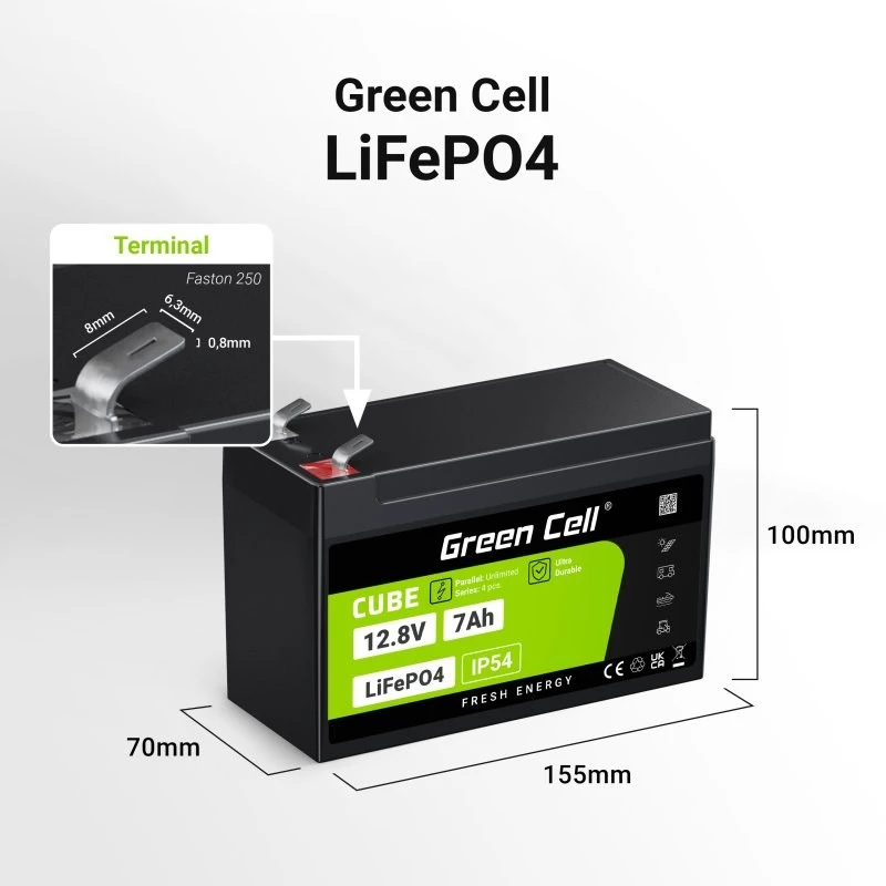 Green Cell LFPGC12V7AH UPS baterija LiFePO4 12.8 V 7 Ah