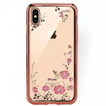 GreenGo Apple iPhone XS Max Back Case Flower Rose Gold