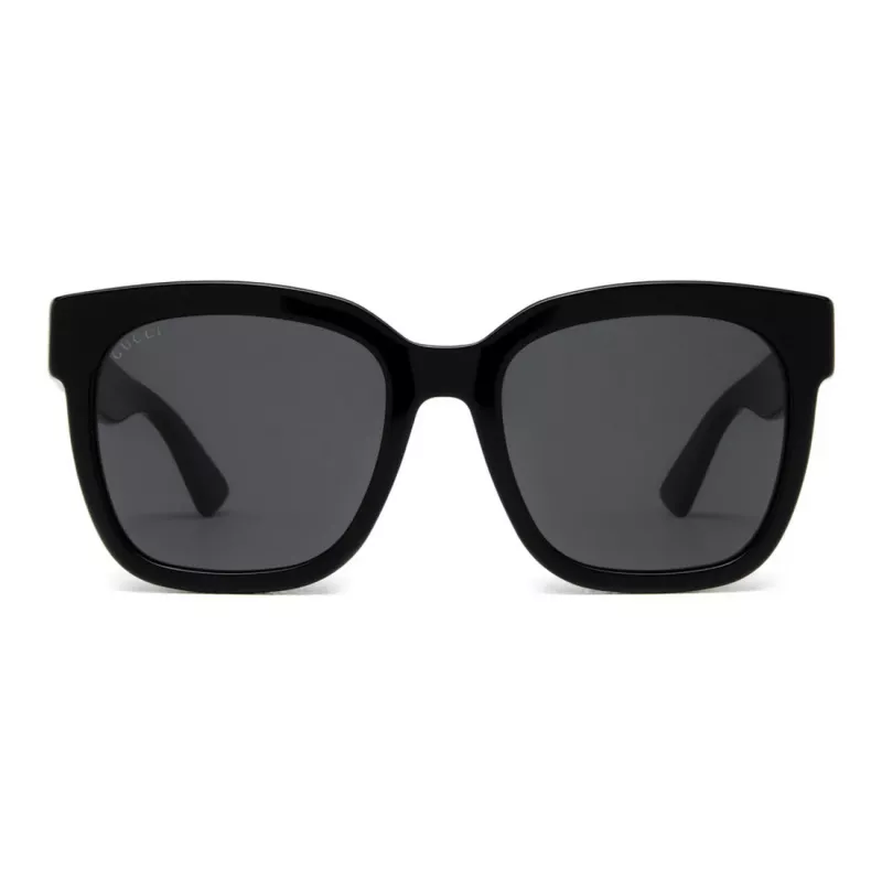 GUCCI GG0034SN-001 Moteriški kvadratiniai akiniai nuo saulės 54/20/140 mm, juodas acetatas, pilki nailono lęšiai, UV400