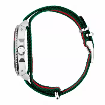 GUCCI Vyrų Laikrodis YA136209A 45mm Šveicariškas Kvarcinis Nerūdijantis Plienas Guma Juodas