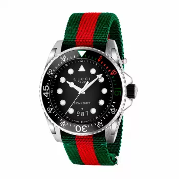 GUCCI Vyrų Laikrodis YA136209A 45mm Šveicariškas Kvarcinis Nerūdijantis Plienas Guma Juodas