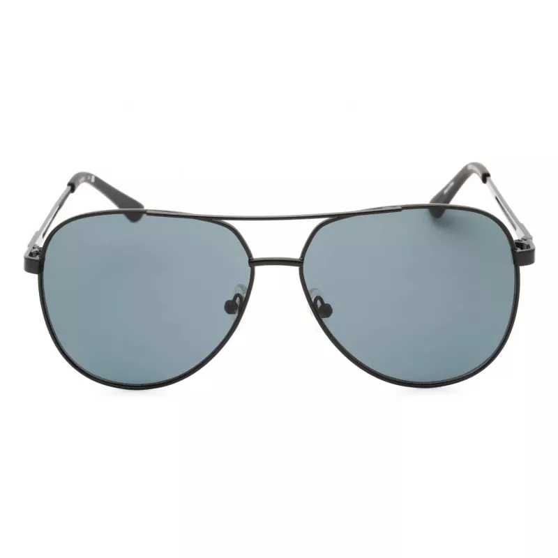 GUESS GF0231-02A Vyriški stačiakampiai akiniai nuo saulės – juodas rėmelis, pilki lęšiai 58 mm