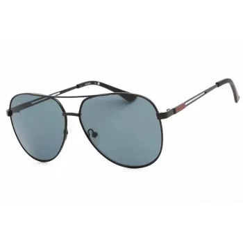 GUESS GF0231-02A Vyriški stačiakampiai akiniai nuo saulės – juodas rėmelis, pilki lęšiai 58 mm