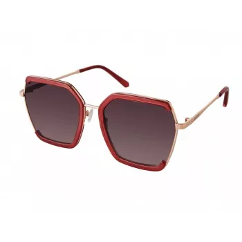 GUESS GF0418-5869T Moteriški katinėlio formos akiniai nuo saulės – blizgantis juodas rėmelis, dūminiai gradientiniai stiklai, 58 mm