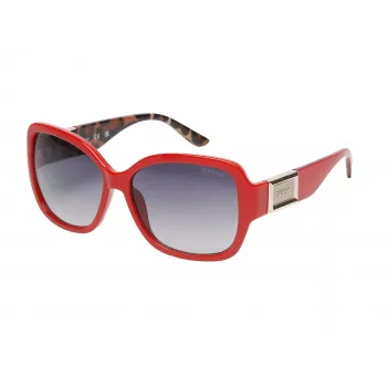GUESS Women's GO00043-5866B Cat Eye Akiniai - Juodas Rėmas, Pilki Gradientiniai Lęšiai 58mm