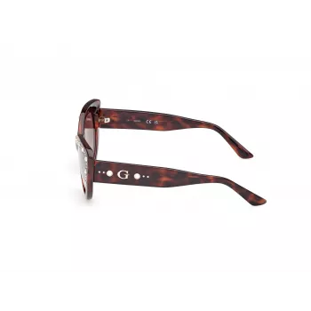 Moteriški akiniai nuo saulės Guess GU00163-5452F Butterfly, Havana acetato rėmelis, rudi gradientiniai lęšiai, 54/20/140 mm