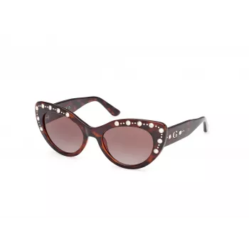 Moteriški akiniai nuo saulės Guess GU00163-5452F Butterfly, Havana acetato rėmelis, rudi gradientiniai lęšiai, 54/20/140 mm
